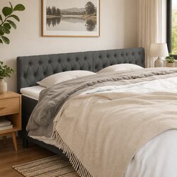 Dark Grey Fabric Headboard with Adjustable Height