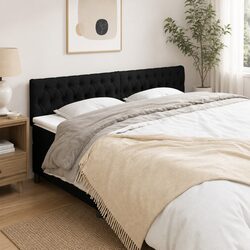 Stylish Black Fabric Headboard with Adjustable Height