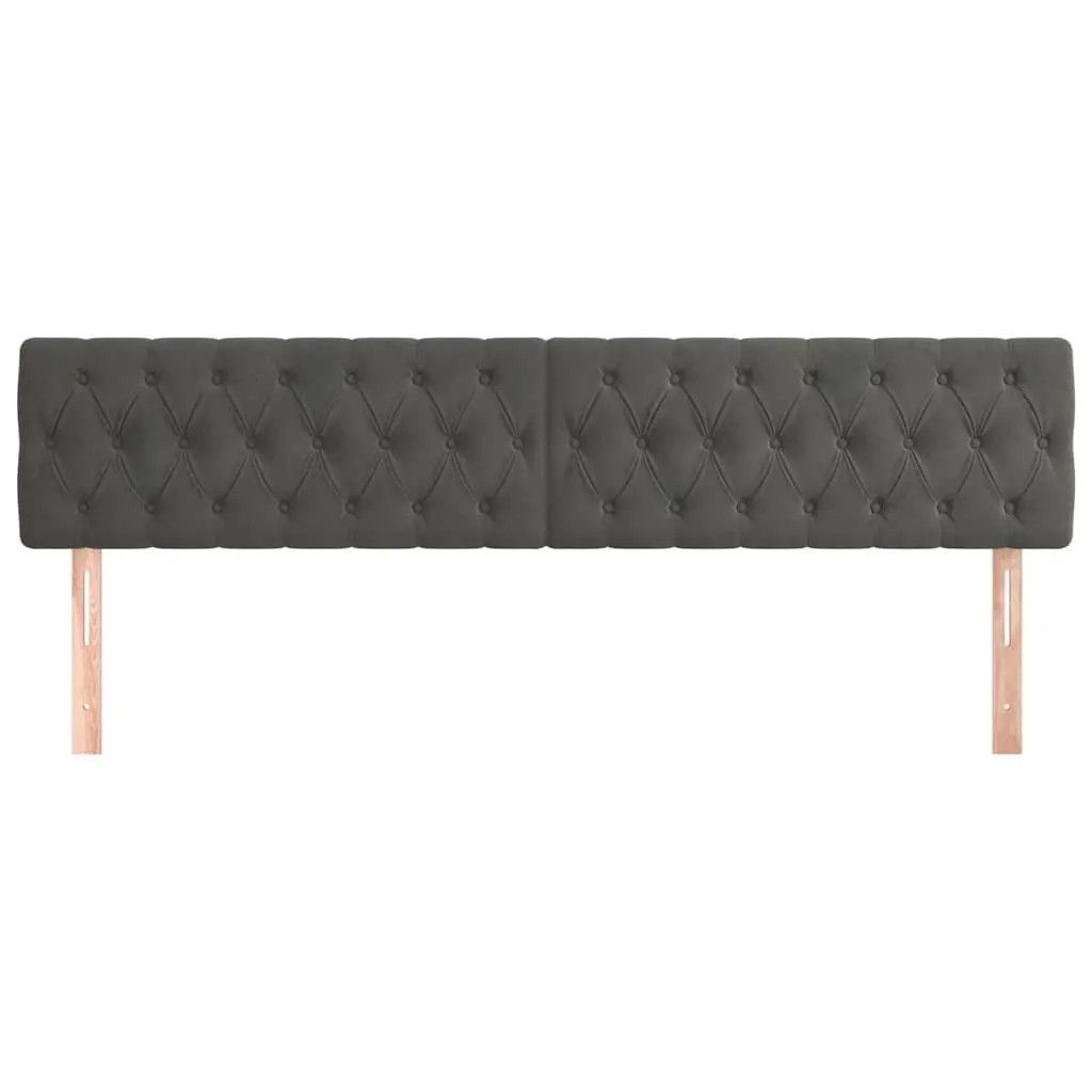 Grey Velvet Headboard with Adjustable Height and Wooden Legs