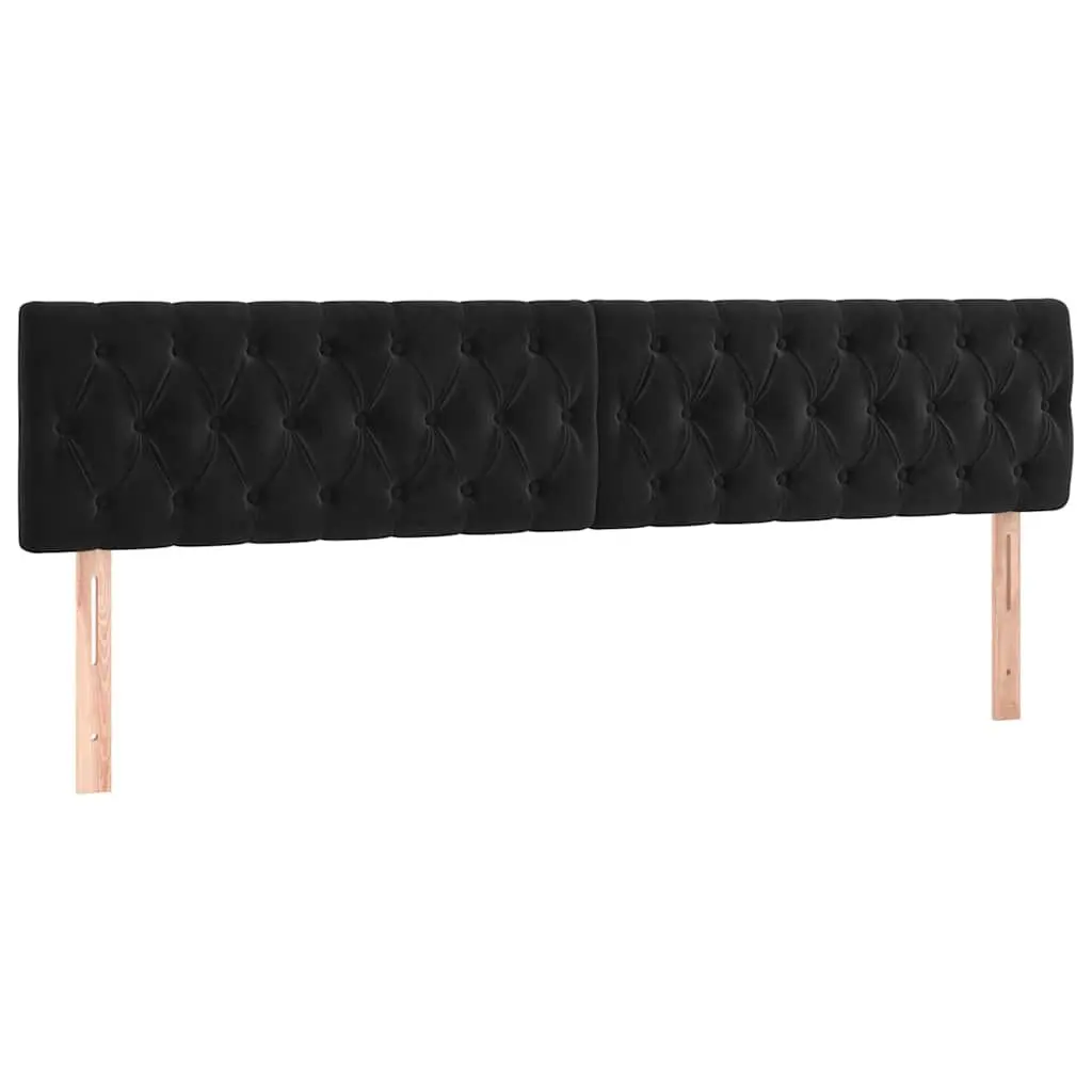 Velvet Headboard Black Adjustable Height Bedroom Furniture Wooden Legs
