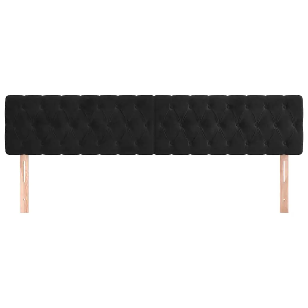Velvet Headboard Black Adjustable Height Bedroom Furniture Wooden Legs