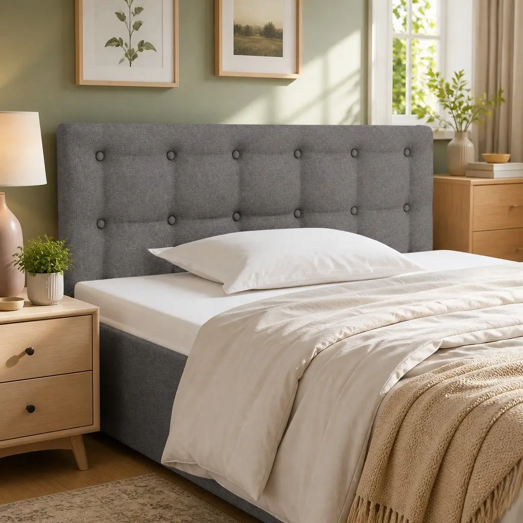 Headboard Dark Grey 100cm Fabric Upholstery with Wooden Legs