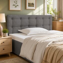 Dark Grey Fabric Headboard 100cm with Wooden Legs