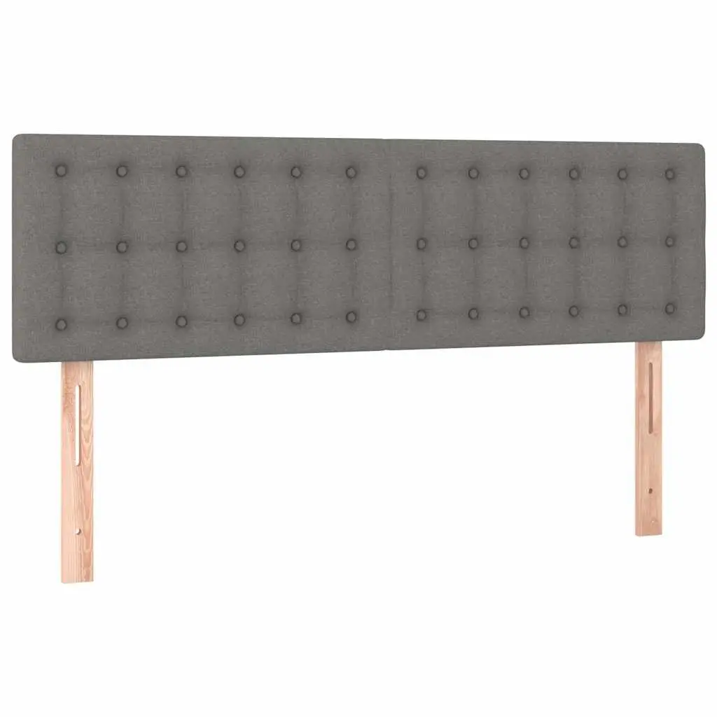 Grey Fabric Bed Support Headboard Adjustable Height Wooden Legs 144x5x78/88 cm