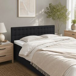 Black Fabric Headboard with Wooden Legs for Comfort