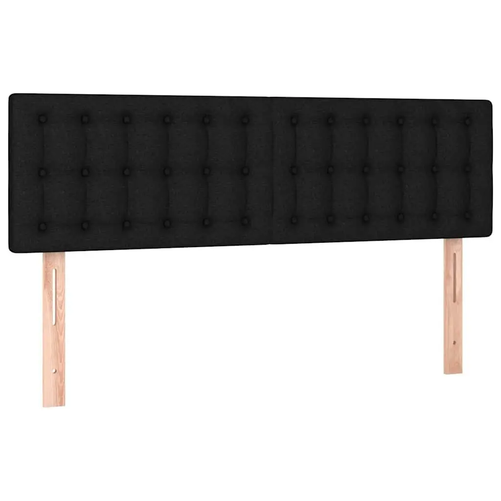 Fabric Headboard Black Adjustable Height Wooden Legs Bedroom Furniture