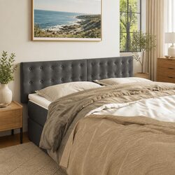 Dark Grey Velvet Headboard with Adjustable Height