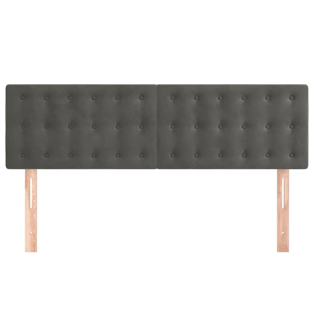 Velvet Headboard Adjustable Height Grey 144cm Wooden Legs