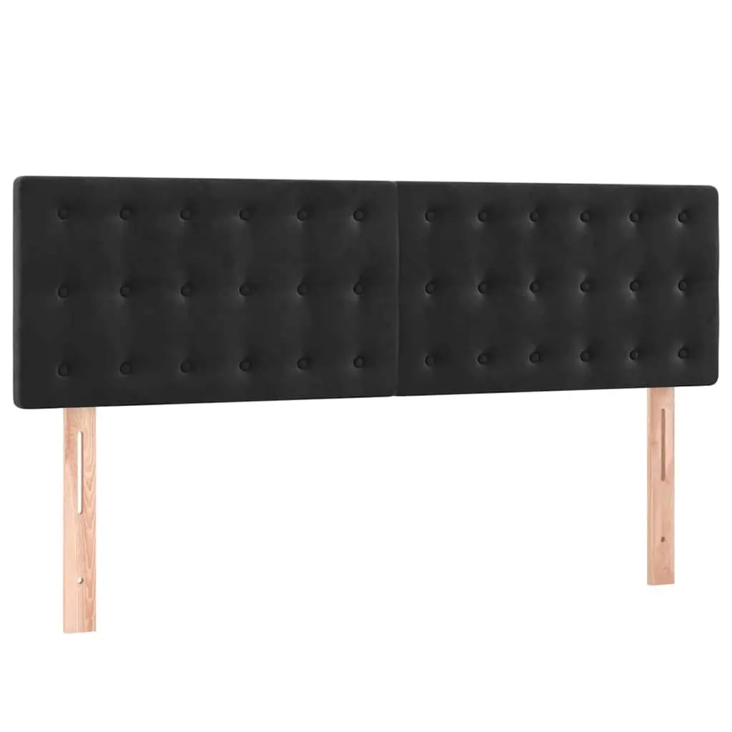 Adjustable Black Velvet Headboard with Wooden Legs