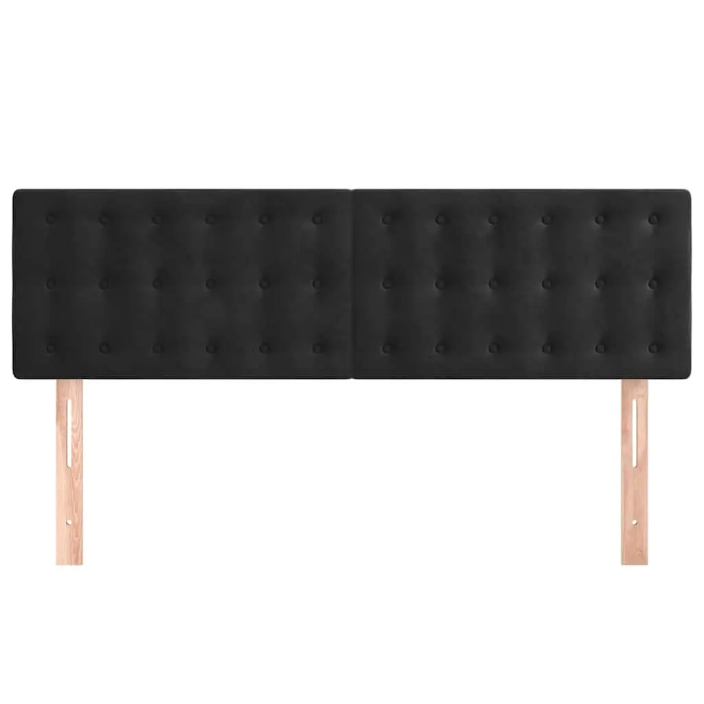 Adjustable Black Velvet Headboard with Wooden Legs