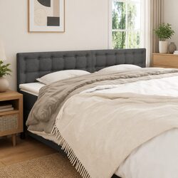 Dark Grey Fabric Headboard 160x5x78/88 cm