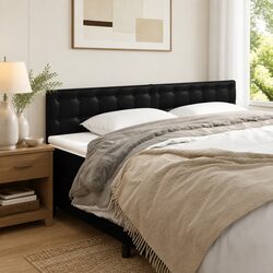 Adjustable Height Black Faux Leather Headboard 160cm