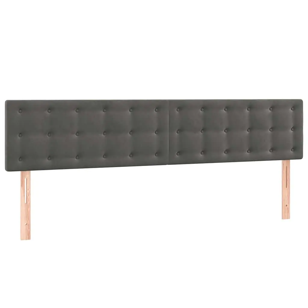 Velvet Headboard Dark Grey 160cm Adjustable Height Wooden Legs