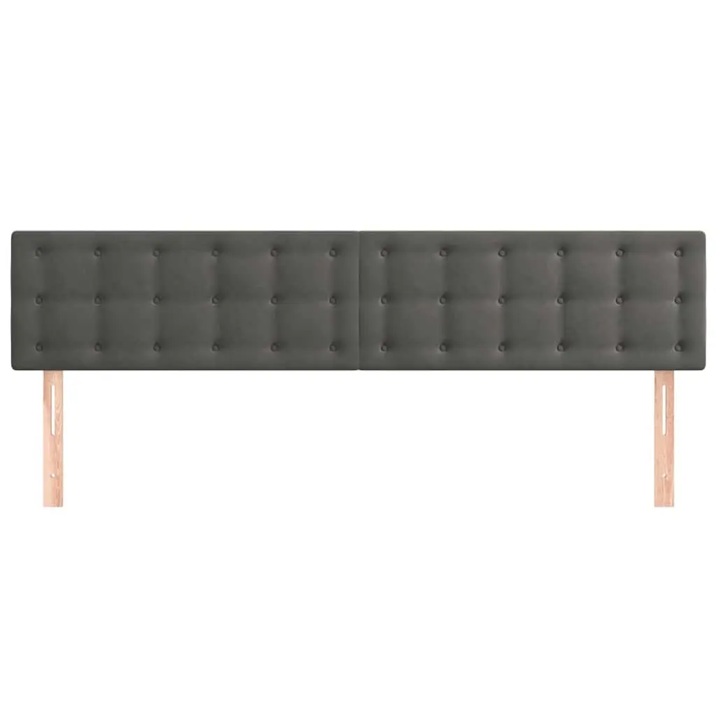 Velvet Headboard Dark Grey 160cm Adjustable Height Wooden Legs