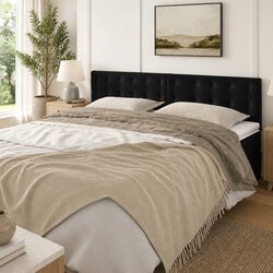 Stylish Black Velvet Headboard with Adjustable Height