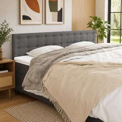 Grey Fabric Headboard for Bed with Adjustable Height