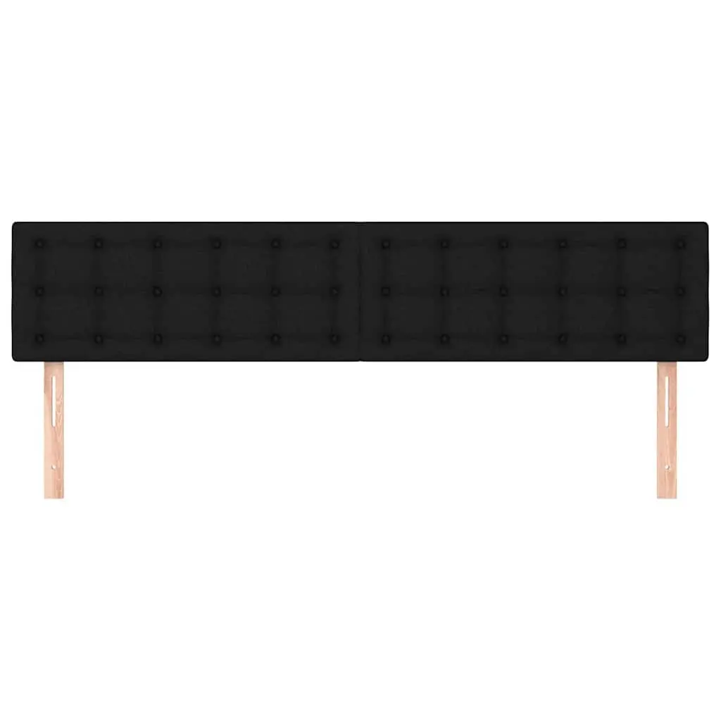 Fabric Headboard Black Adjustable Height Wooden Legs Support