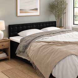 Black Faux Leather Headboard 200x5x78/88 cm