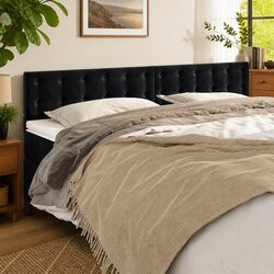 Adjustable Height Velvet Headboard in Black 200cm