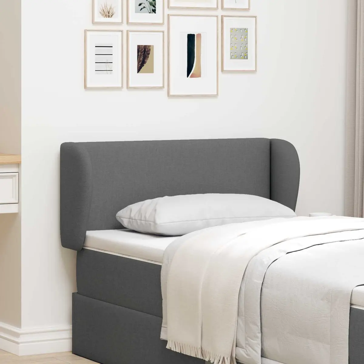 Headboard Dim Grey 40 x 23 x 6 cm Fabric Modern Bedroom Furniture