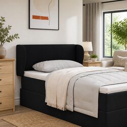 Modern Black Headboard with Ear Wave Design