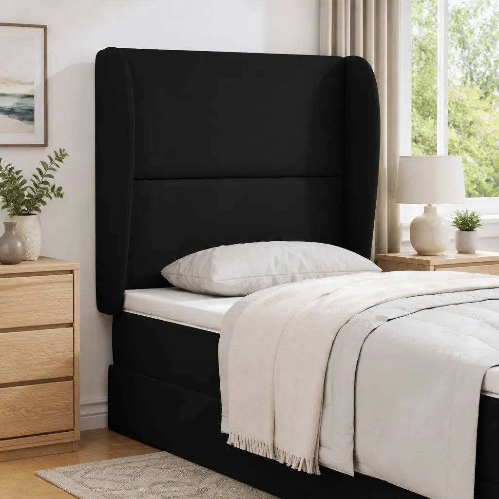 Headboard Wave Ear Modern Black 80 x 23 x 6 cm Soft Touch PVC and Foam