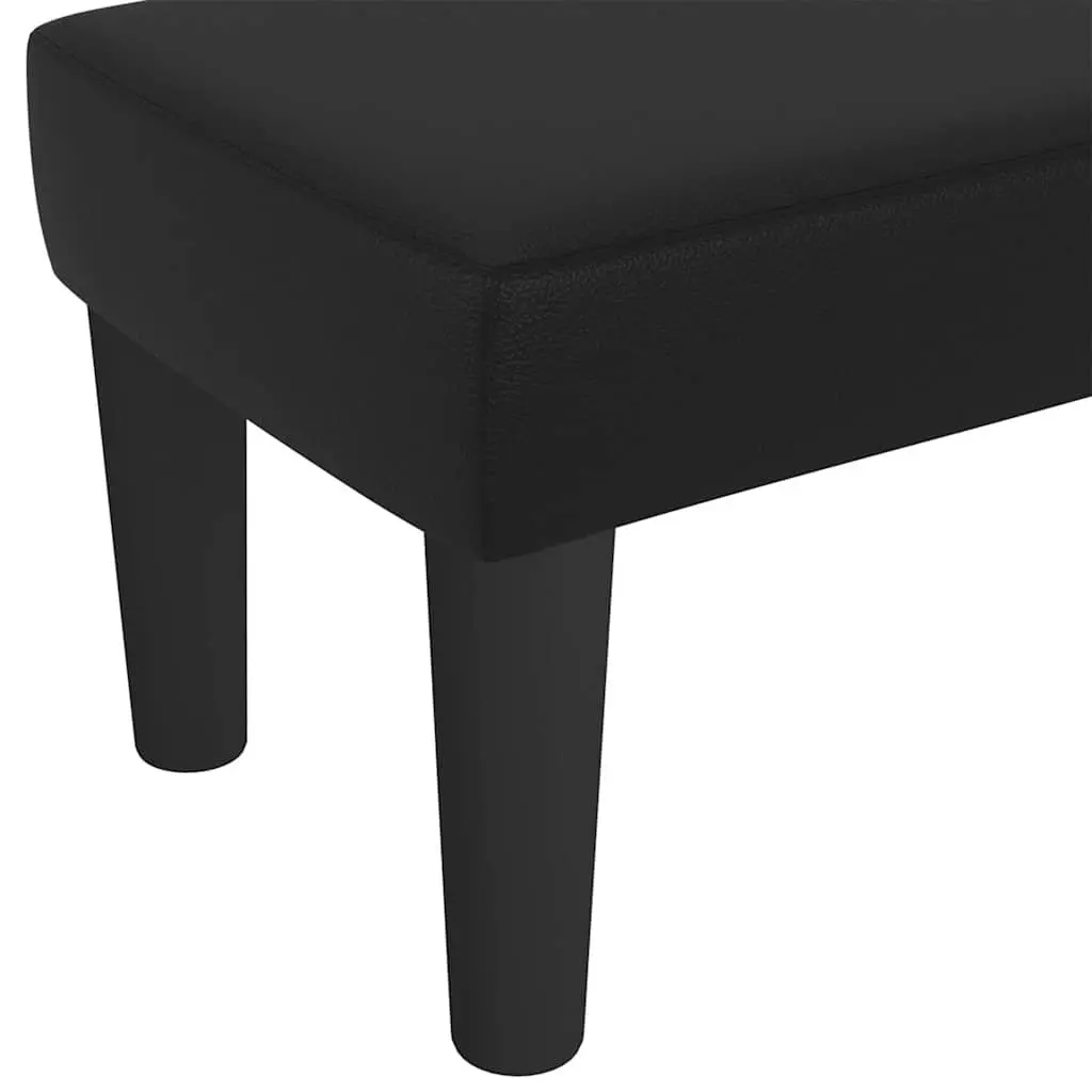 Faux Leather Bench Black Padded Foam Seat 70 x 30 x 30 cm