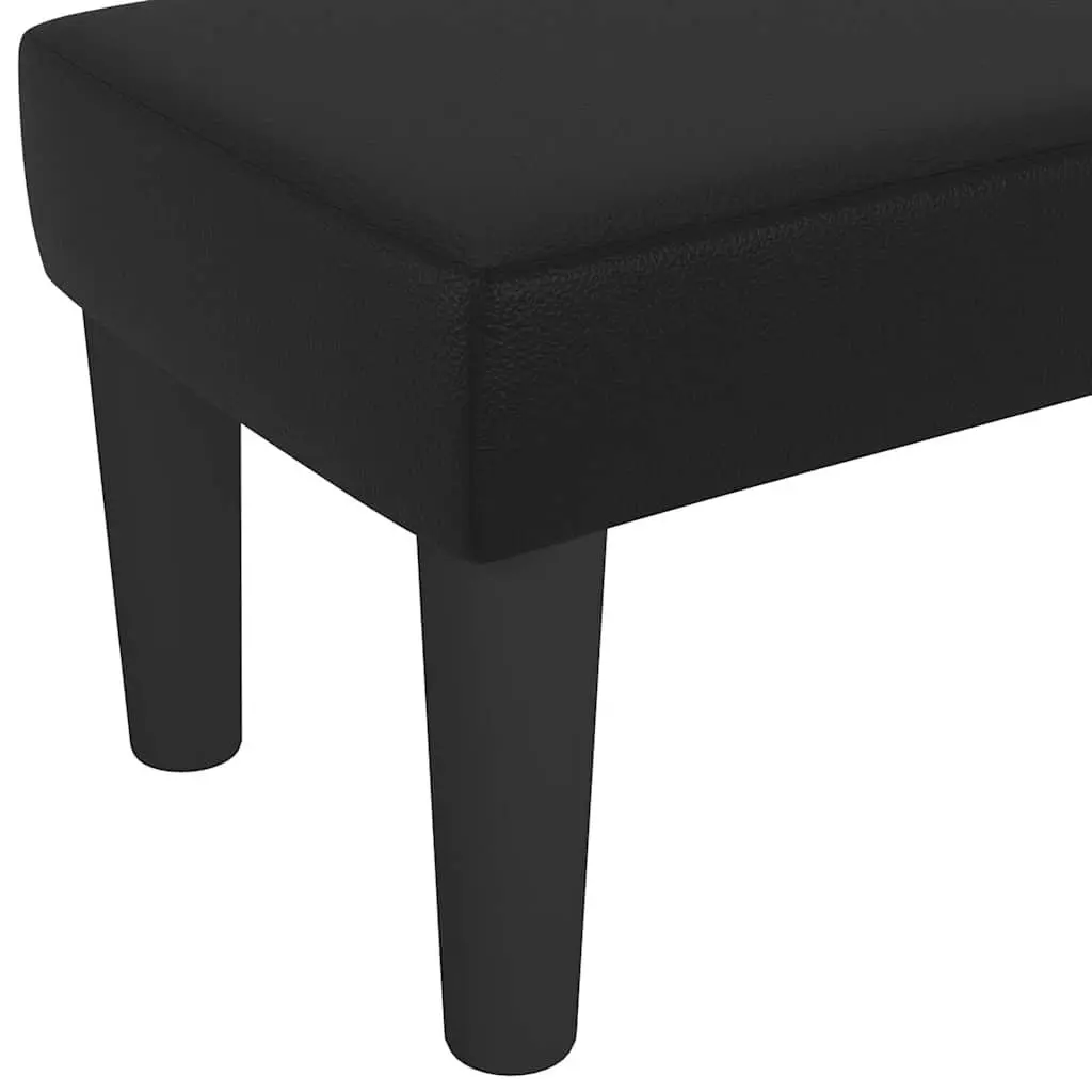 Bench Black Faux Leather Padded Seat 100cm Living Room Bedroom Furniture