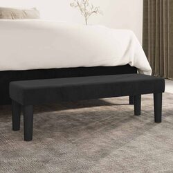 Black Velvet Bench Padded Seat Upholstered Furniture Living Room End of Bed
