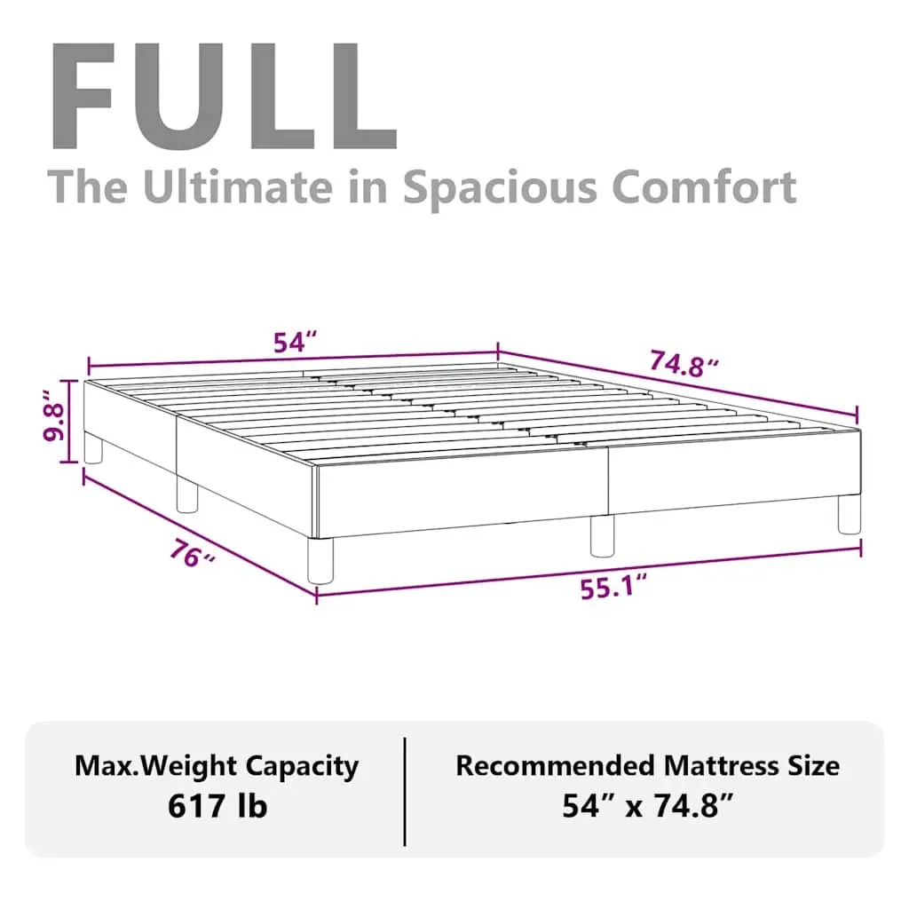Double Bed Frame Grey Fabric 137x187 cm Upholstered Bedroom Furniture Sleeper