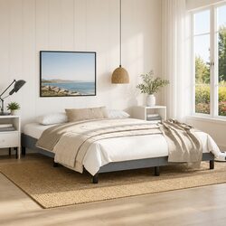 Grey Fabric Queen Bed Frame 152x203 cm for Cozy Bedrooms