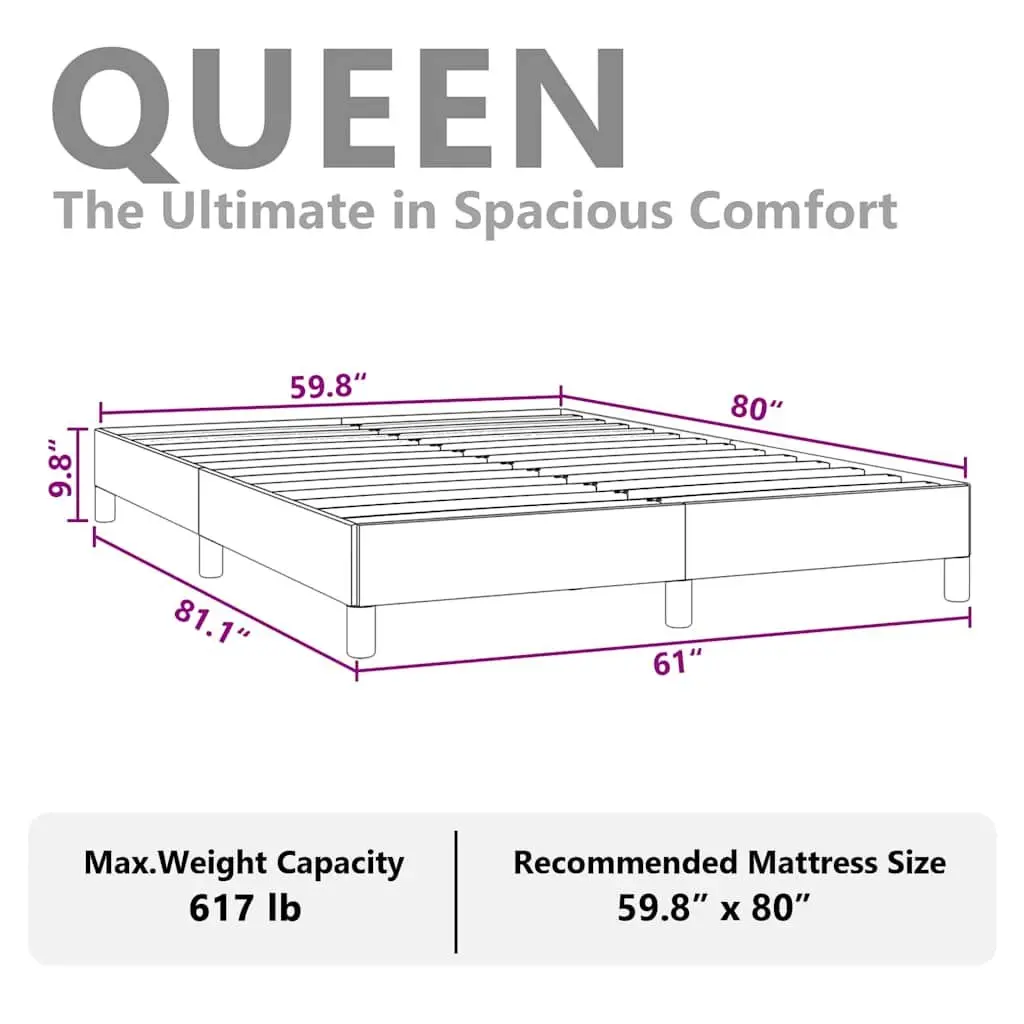 Queen Bed Frame Grey Fabric 152x203 cm Upholstered Platform