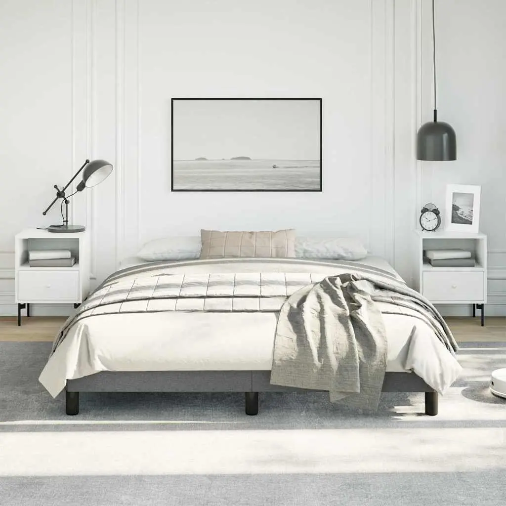 Queen Bed Frame Grey Fabric 152x203 cm Upholstered Platform