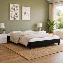 Black Fabric Queen Bed Frame 152x203 cm