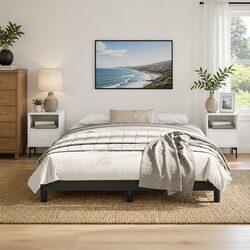 Cozy Black Faux Leather Queen Bed Frame 152x203cm
