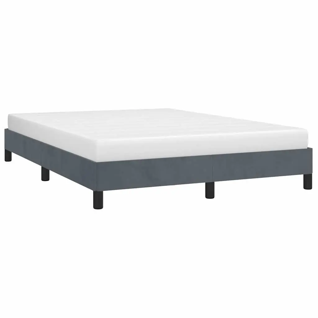 Double Bed Frame Grey Velvet 137x187cm Plywood Slats