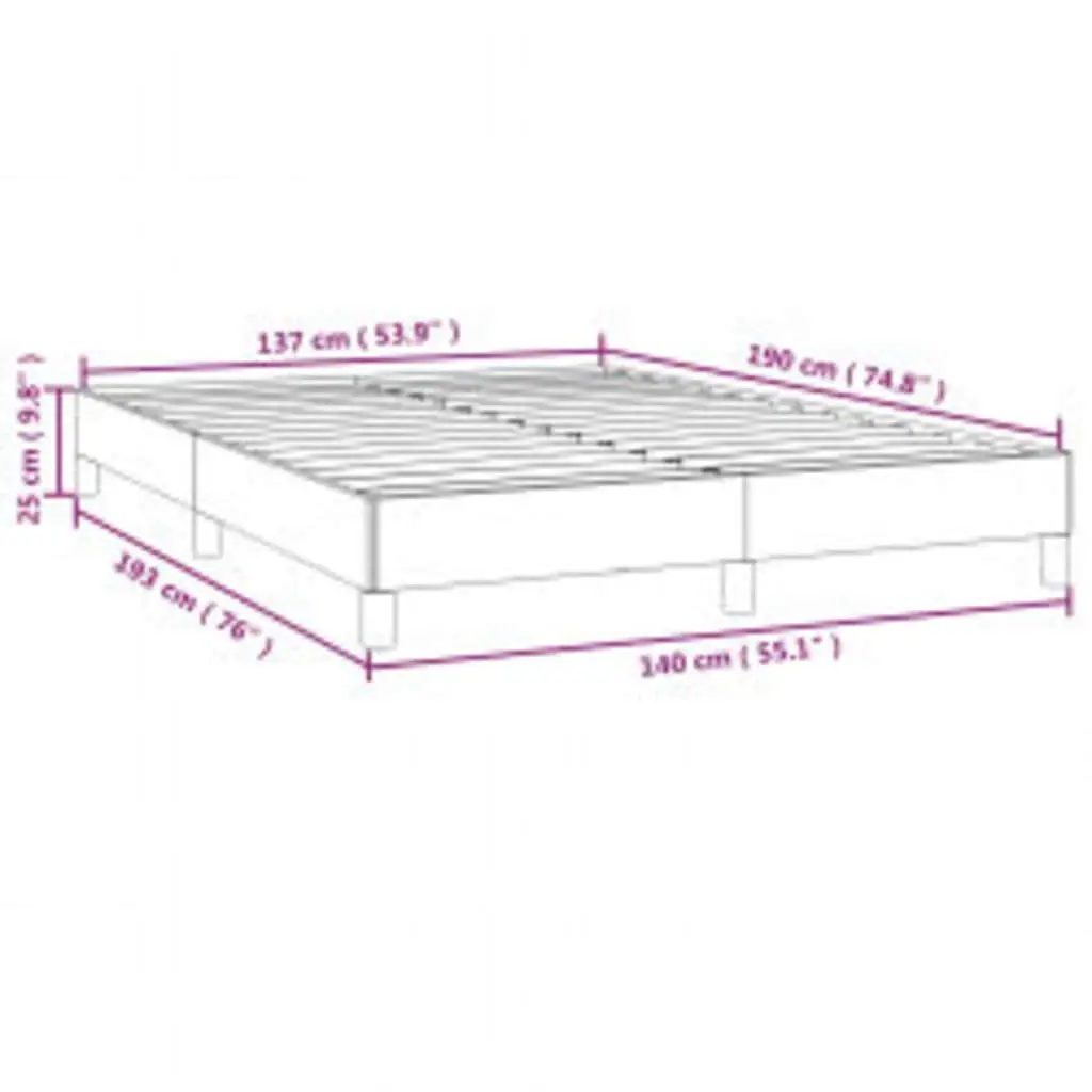 Double Bed Frame Grey Velvet 137x187cm Plywood Slats