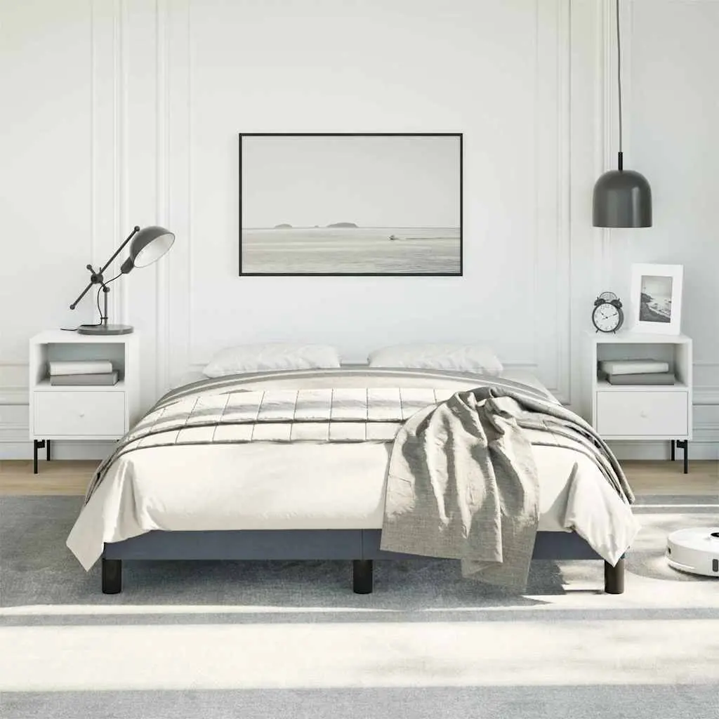 Double Bed Frame Grey Velvet 137x187cm Plywood Slats