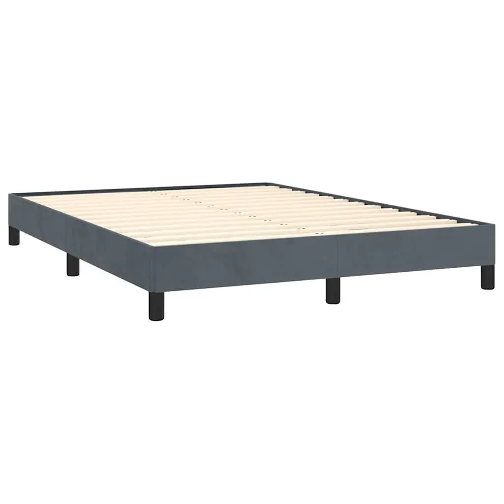 Double Bed Frame Grey Velvet 137x187cm Plywood Slats