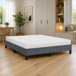 Grey Velvet Upholstered Queen Bed Frame 152x203cm