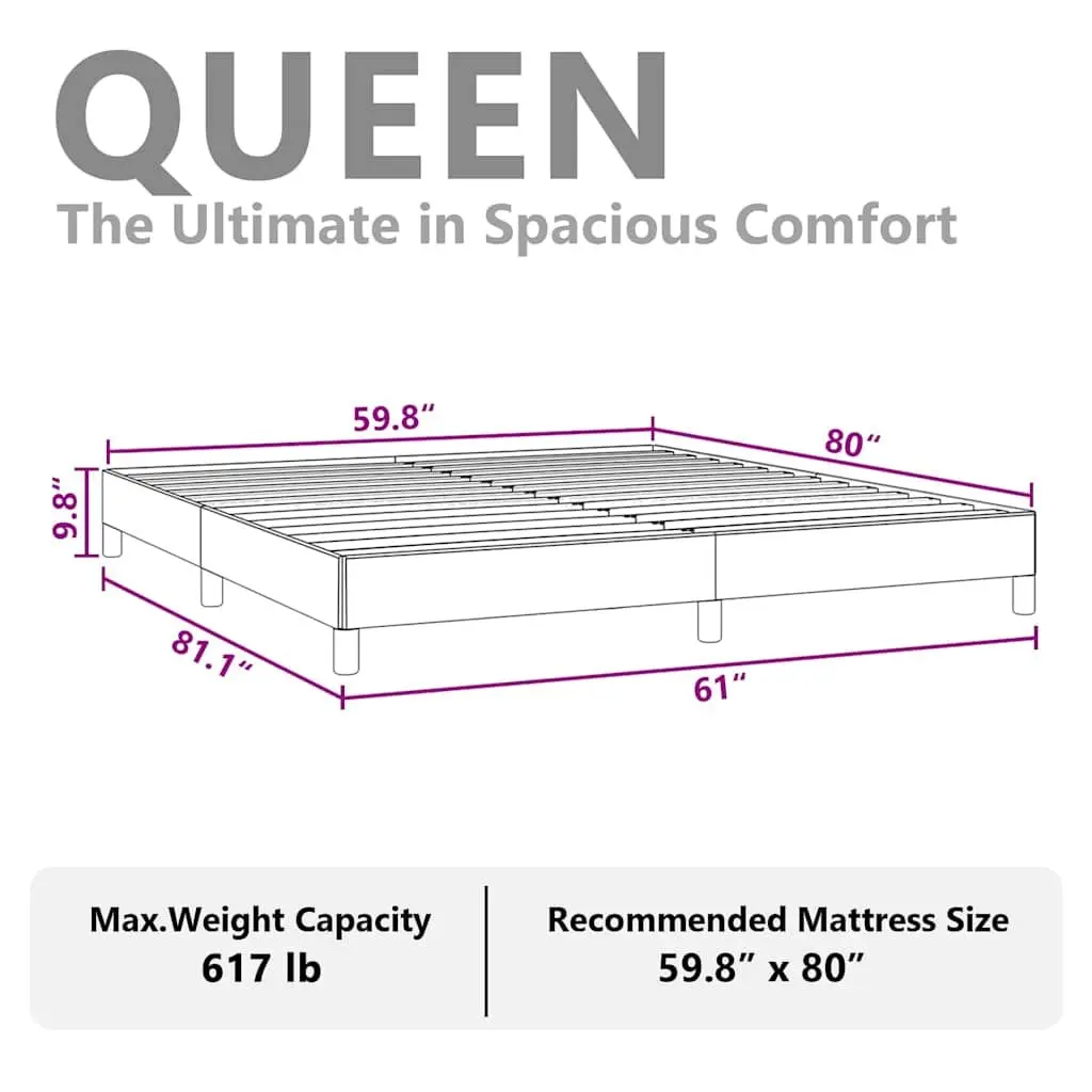 Queen Bed Frame Grey Velvet Upholstered 152x203cm Plywood Slatted Base