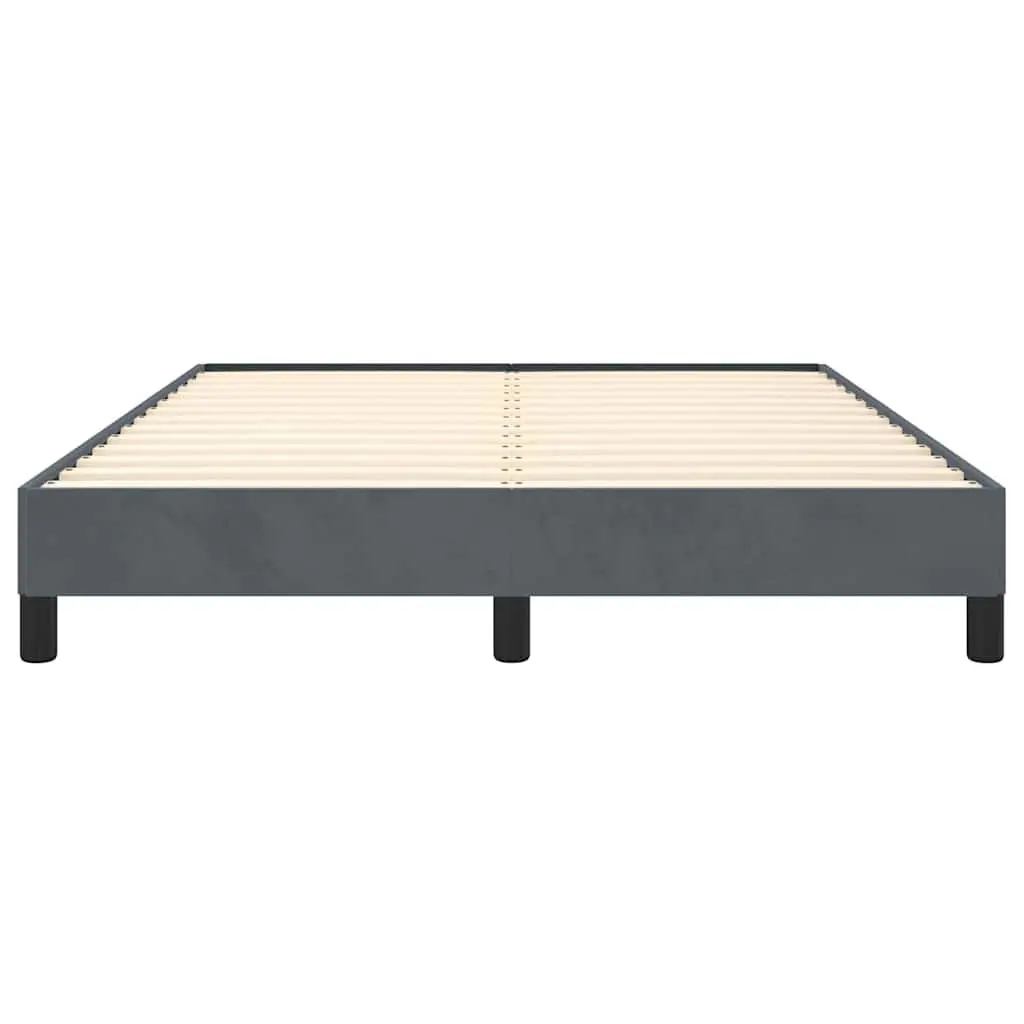 Queen Bed Frame Grey Velvet Upholstered 152x203cm Plywood Slatted Base