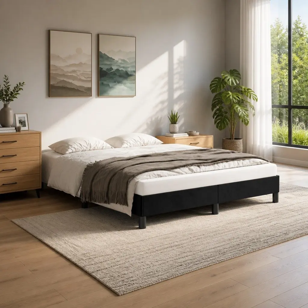 Black Velvet Queen Bed Frame 152x203 cm