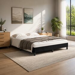 Elegant Black Velvet Queen Bed Frame 152x203 cm