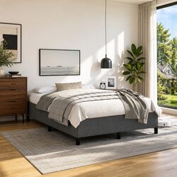 Grey Fabric Double Bed Frame 137x187cm for Comfort