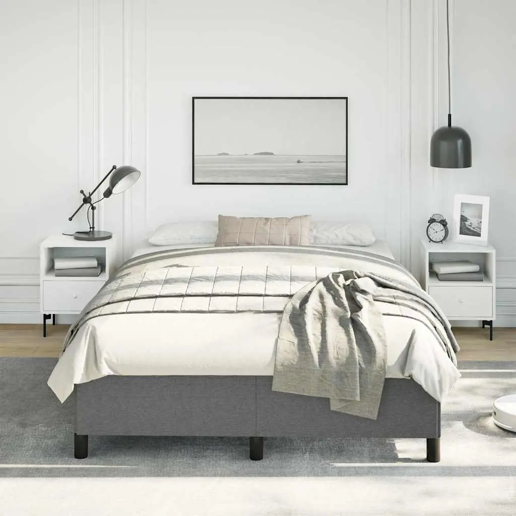 Grey Fabric Double Bed Frame 137x187cm for Comfort
