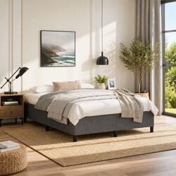 Grey Fabric Queen Bed Frame for a Cozy Bedroom