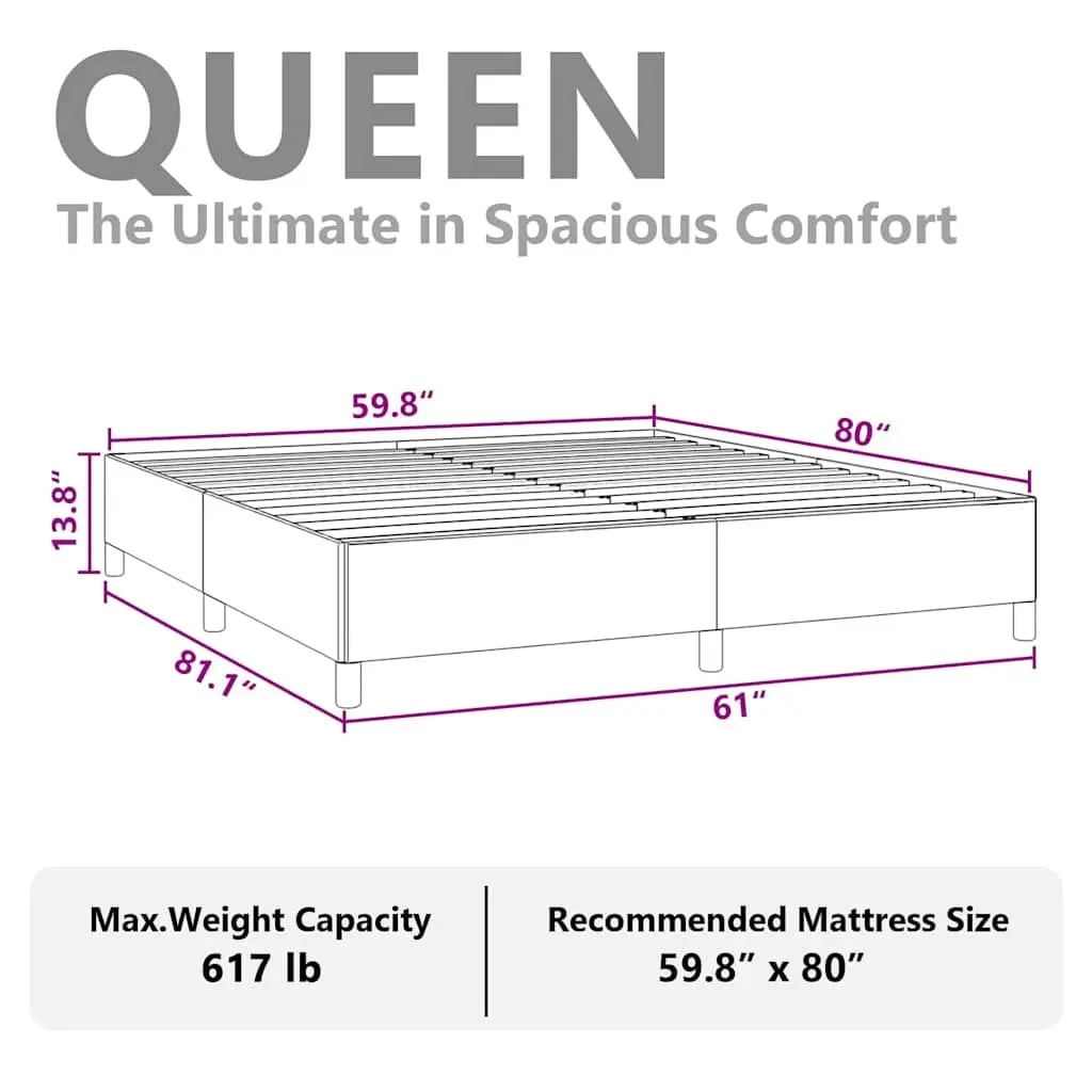 Queen Bed Frame Grey Fabric 152x203 cm Durable Upholstered Platform Bedroom