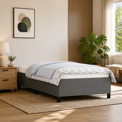 Grey Fabric King Single Bed Frame with Sturdy Legs