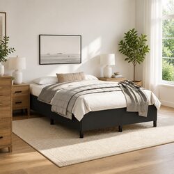 Black Faux Leather Double Bed Frame 137x187 cm